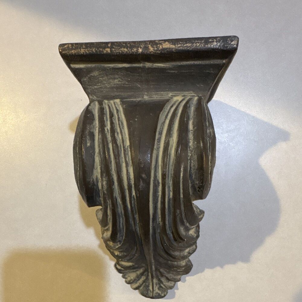 Carved Resin Corbel Bracket, Black Finish, Antique Style Wall Decor